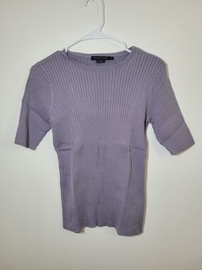 Pendleton Lavender Ribbed Short-Sleeve Knit Top Size Petite Medium
